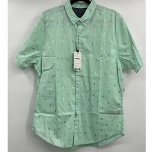 Drill Clothing Mens Slim Fit Mint Short Sleeve Gold Bumblebee Shirt XL NEW